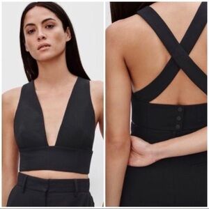 Aritzia Wilfred Gerland Crop Top Black Size 2 Contemporary Minimalist Crepe